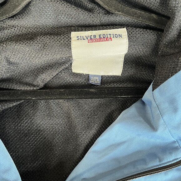 VTG Quiksilver Hoodie Jacket Men XL Blue Zip Up Lined Cinch Cords Surf Skate Y2K - Picture 6 of 12